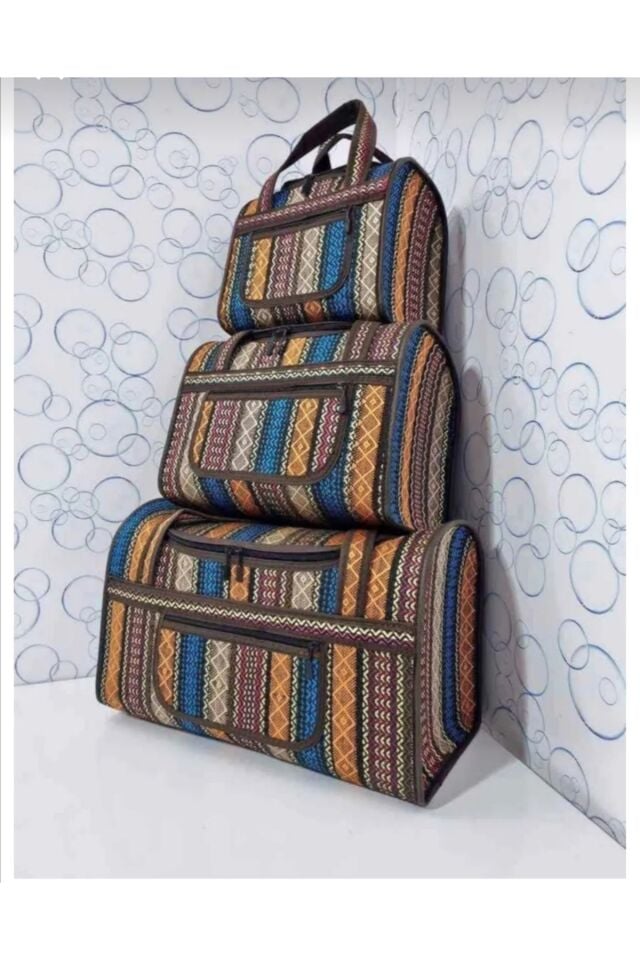 3 LÜ PİKNİK VE SEYAHAT ÇANTASIMavi45 x 32