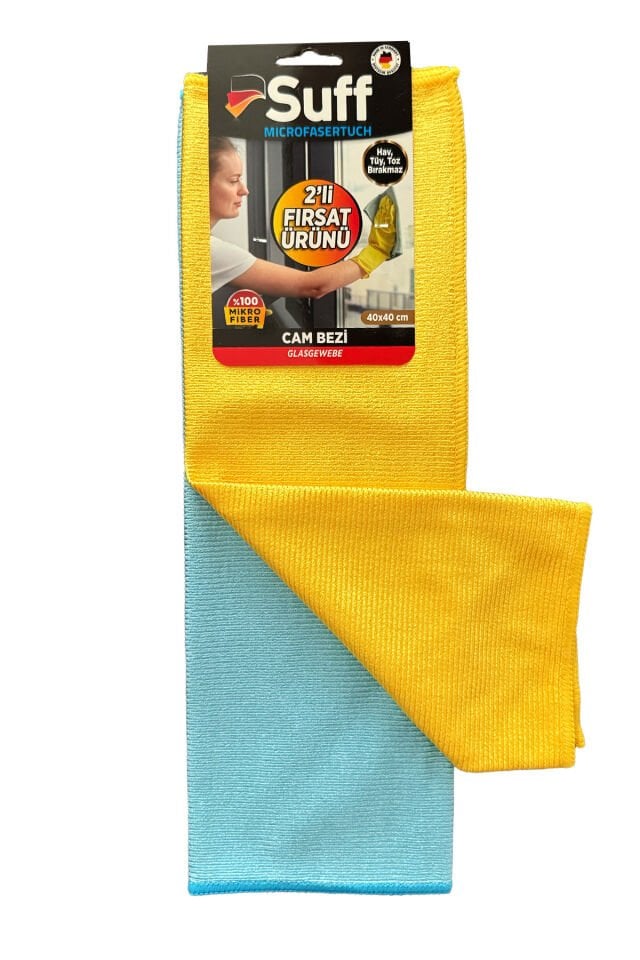 2'li Mikrofiber Lale Cam Ayna Parlak Yüzey Bezi 40*40 (1Set 2Li)