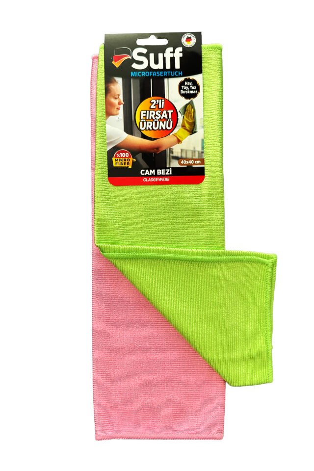 2'li Mikrofiber Lale Cam Ayna Parlak Yüzey Bezi 40*40 (1Set 2Li)