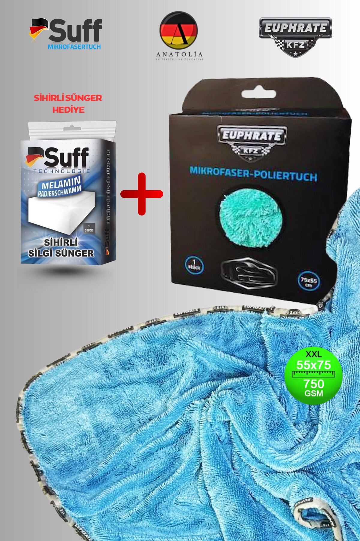 Alman Üretim Tank Bezi 75X55cm ( Mavi-Yeşil- Gri- Bej) ÜRÜN KODU E30-7555-750