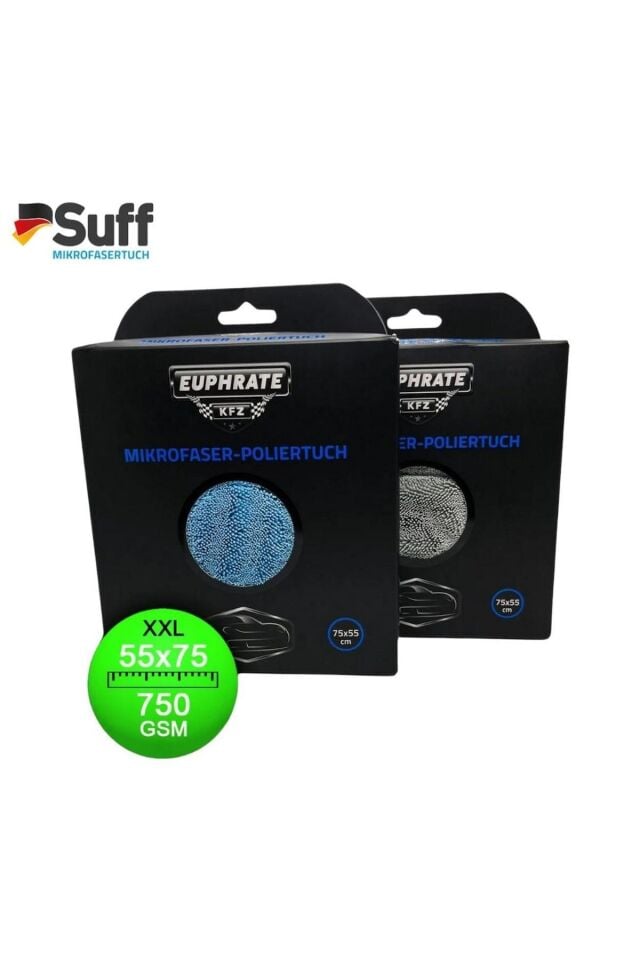 (2 Adet) Euphrate KFZ Mikrofiber Oto Kurulama ve Temizlik Alman Tank Bezi 75x55 cm. 750 GSM