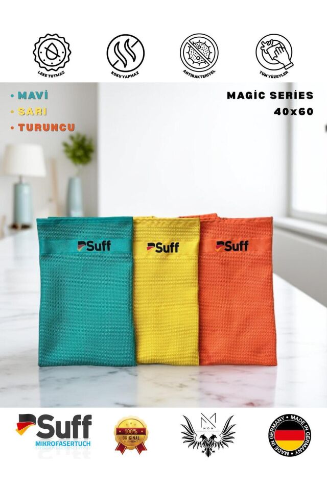 Tüm Yüzeyler Için 3 Lü 40x60 Sihirli Seri Kurulama Cam Silme