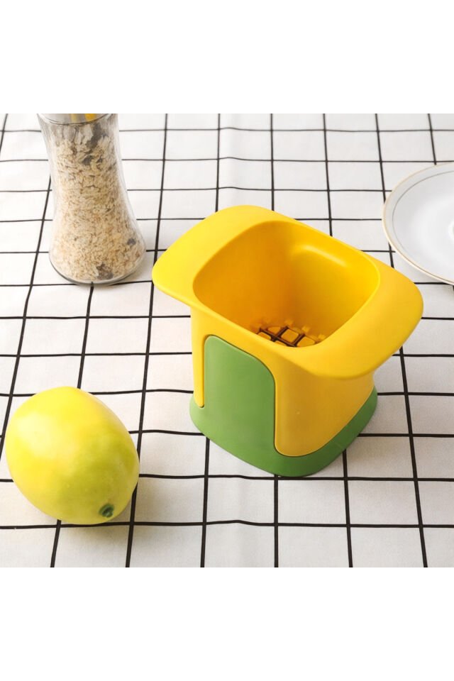 Mutfak Sebze Doğrayıcı ve Dilimleyici, Hazneli Hızlı Manuel Gıda Dilimleyici, Sarı ve Beyaz