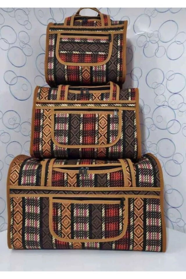 Hasır desenli 3’lü çanta seti Hasırdesen 3M