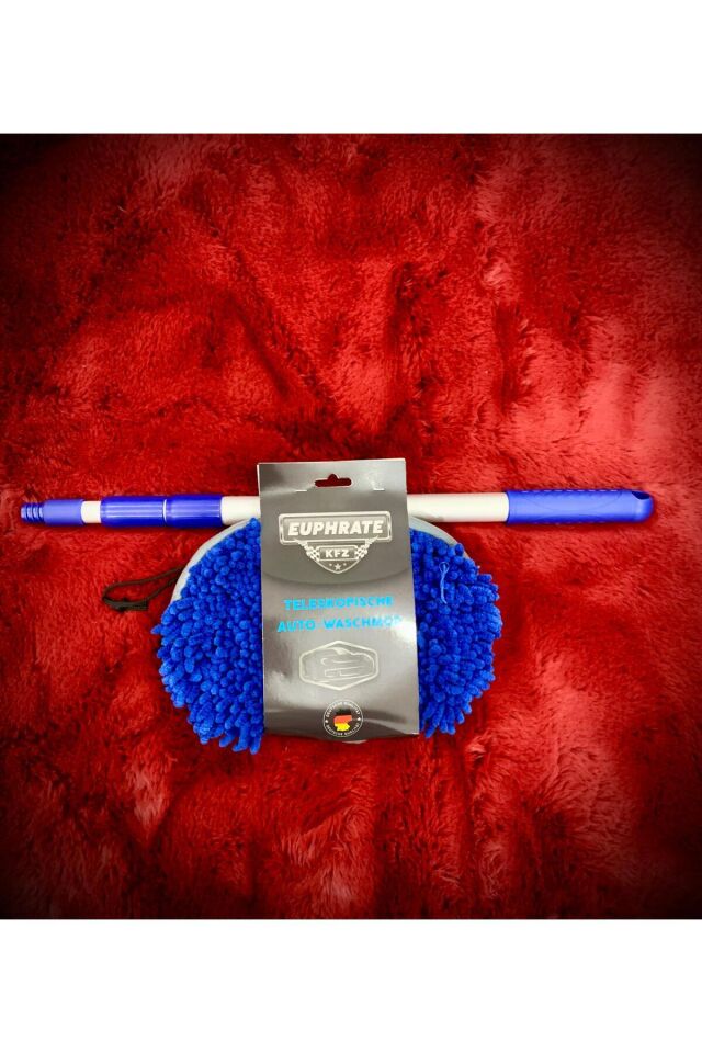Suff Mikrofiber Teleskopik Araba Yıkama Fırçası - Araba Mopu ( 1 Mop Ve 1 Sopa Set) mavi yeşil kırmızı gri