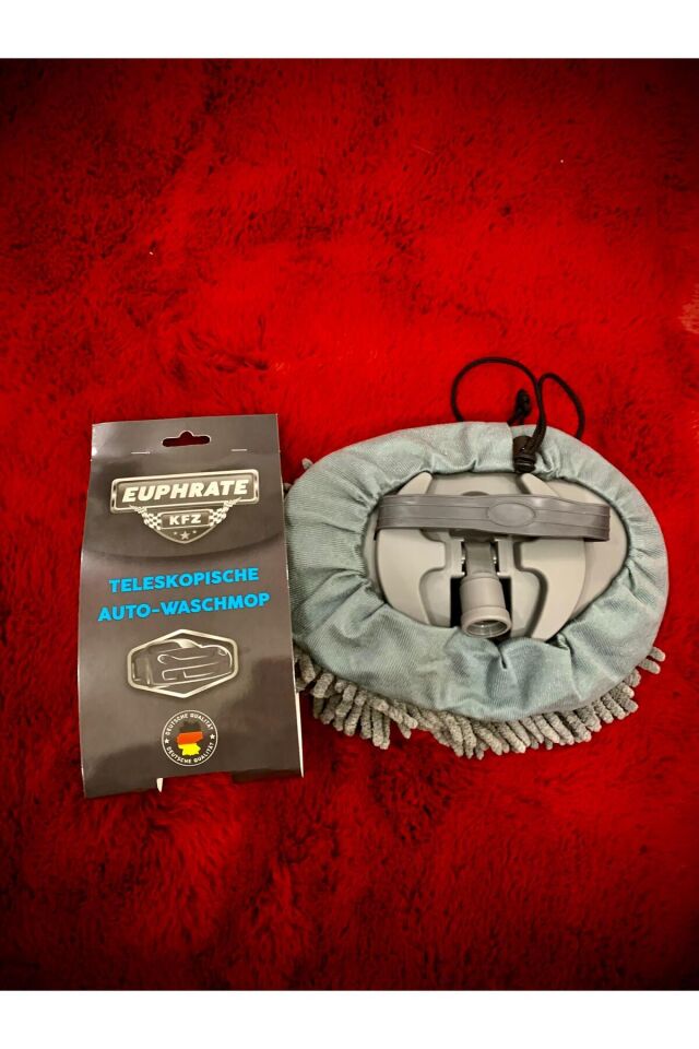 Suff Mikrofiber Teleskopik Araba Yıkama Fırçası - Araba Mopu ( 1 Mop Ve 1 Sopa Set) mavi yeşil kırmızı gri