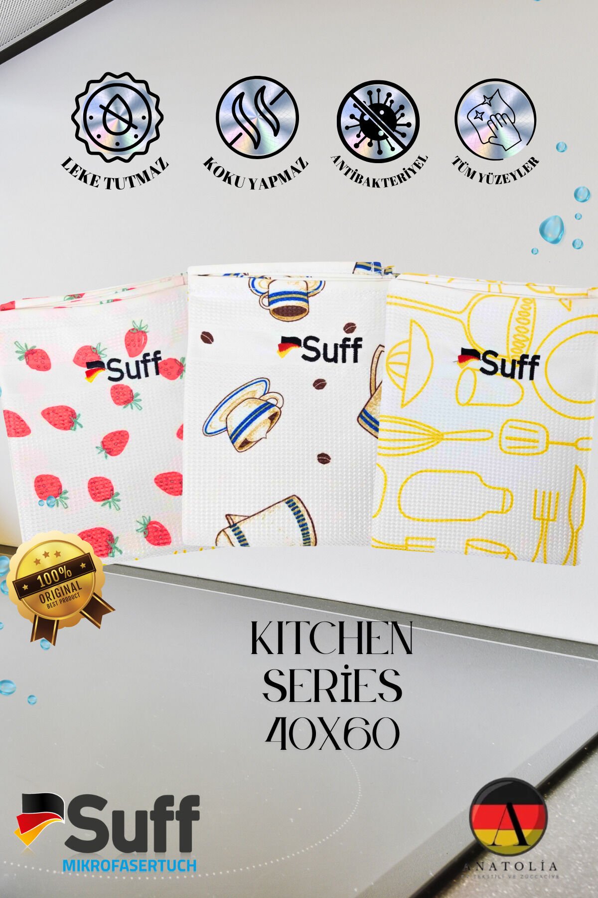 Kıtchen Serisi 3'lü Sihirli Bez Cam Ve Mutfak Bezi