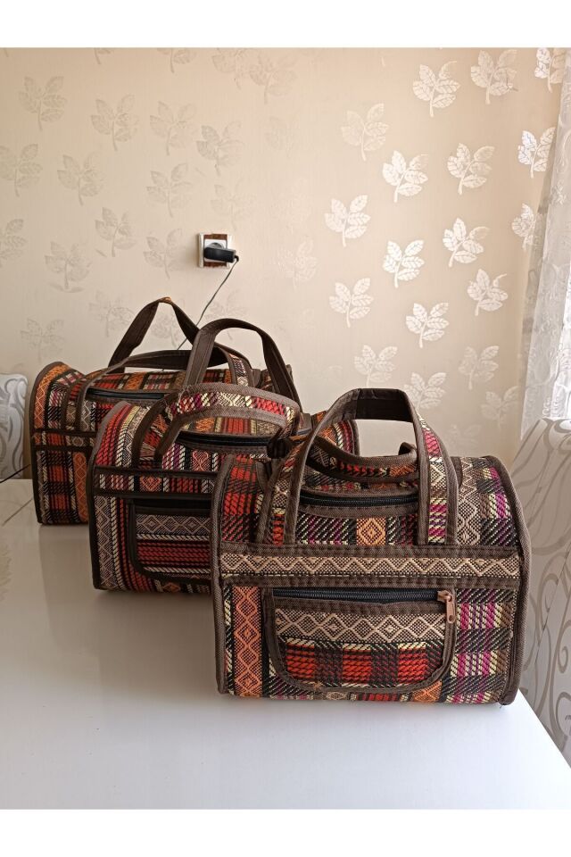 Unisex 3 lü Hasır Çanta, Çok Amaçli Organizer Çanta Karmaşık 1-2