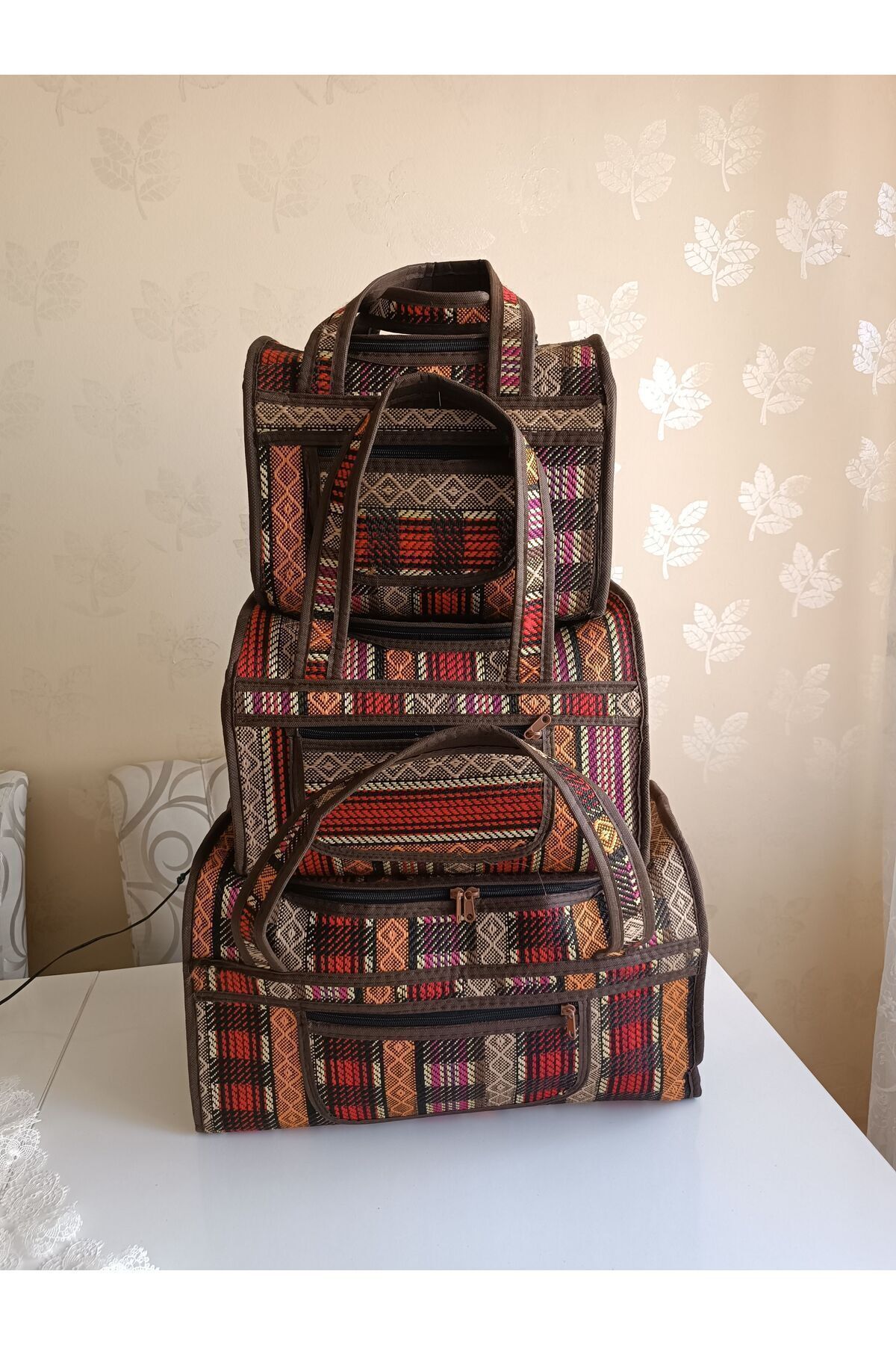 Unisex 3 lü Hasır Çanta, Çok Amaçli Organizer Çanta Karmaşık 1-2