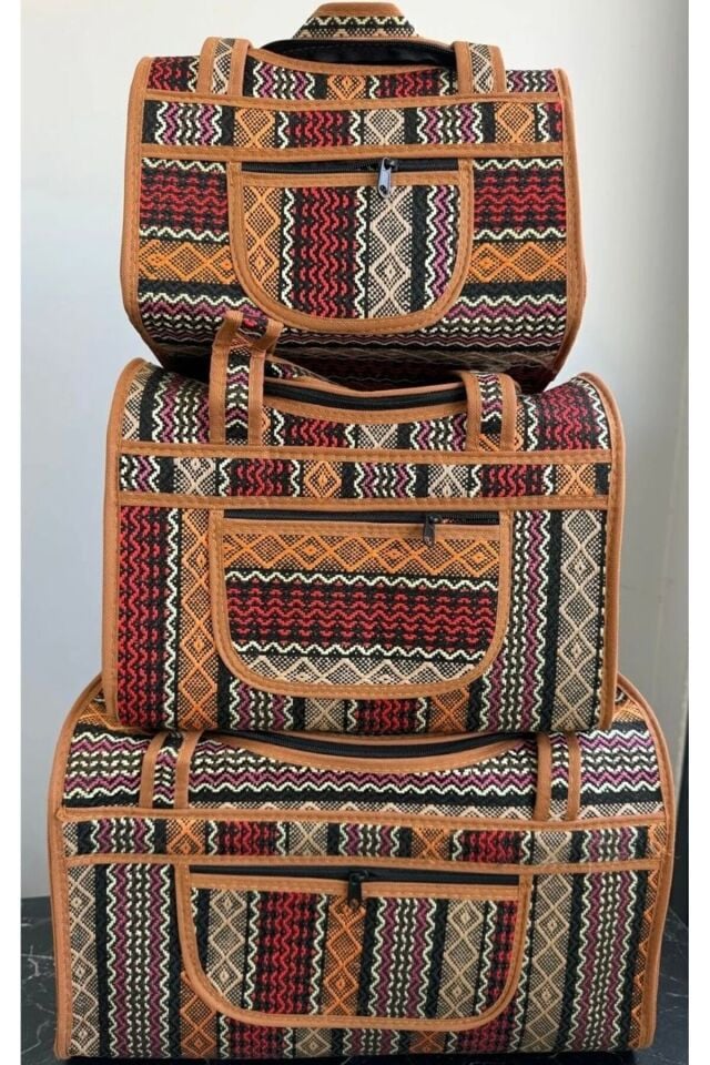 3 lü Çanta Seti Piknik Deniz Çantası Çok renkli 48-50