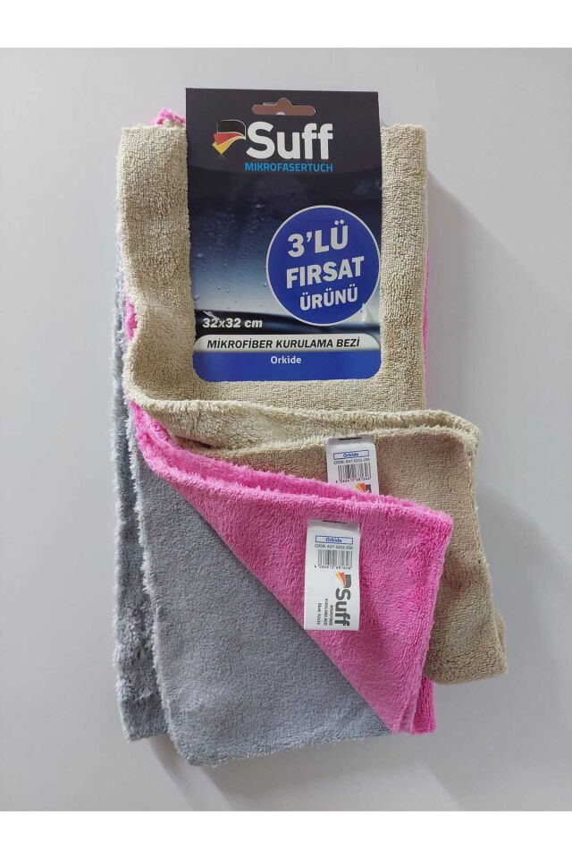 ORKİDE - MİKROFİBER 3'LÜ KURULAMA BEZİ(32 X 32 CM)
