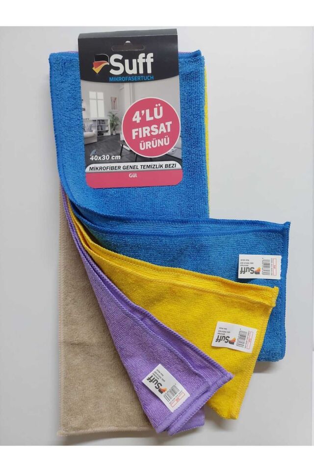 Gül - 4'lü Mikrofiber Genel Temizlik Bezi(40 X 30 CM) 1 Paket