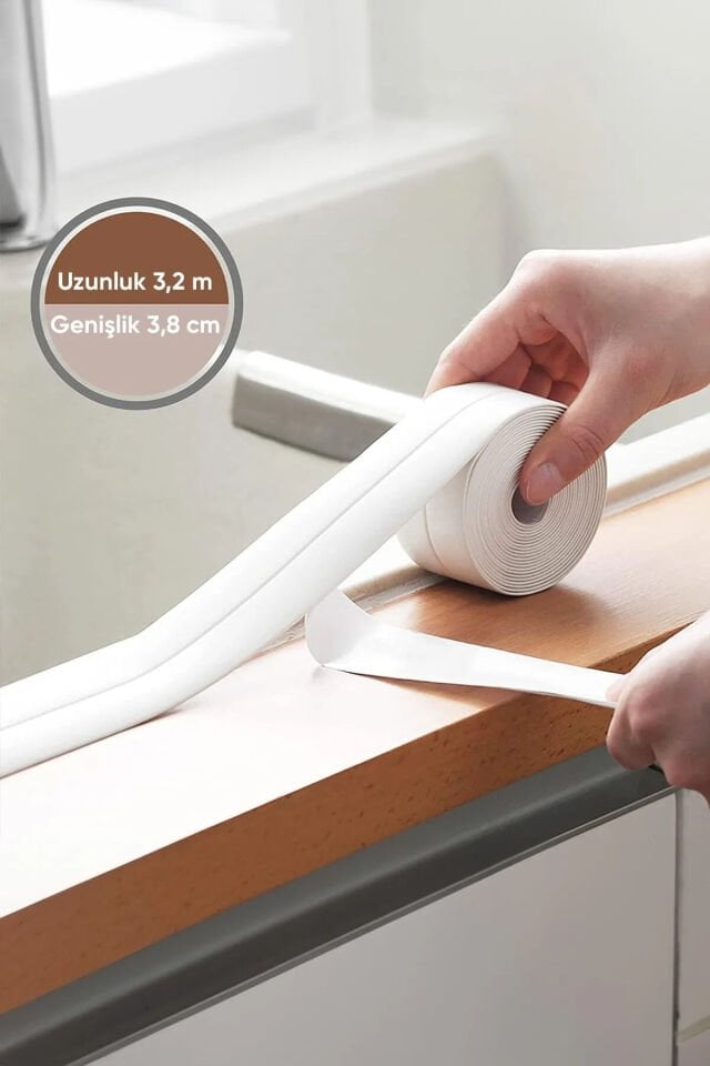 Su Sızdırmaz Geçirmez Bant Lavabo Küvet Kenar Bandı Küvet Duş 3,2 M X 38 Beyaz