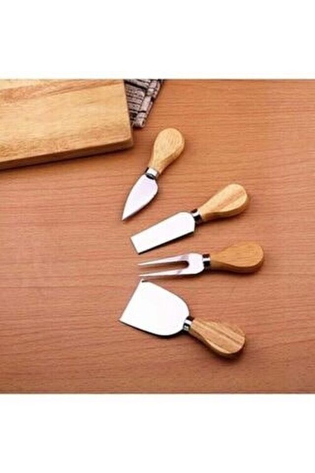 Bambu Saplı 4'lü Peynir Servis Seti - Kesme Aparat Seti