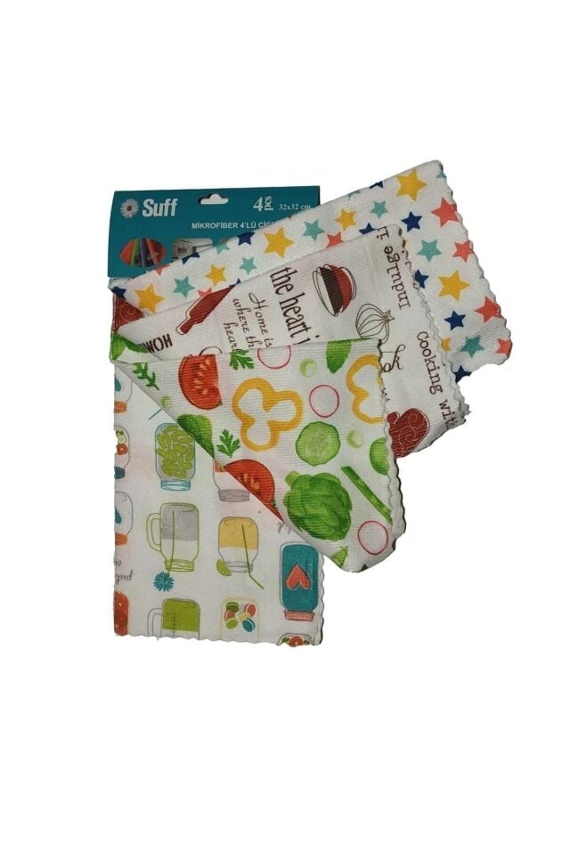 Mikrofiber 4lü Mutfak Bezi Bezi 32x32cm - Çiçek Sepeti