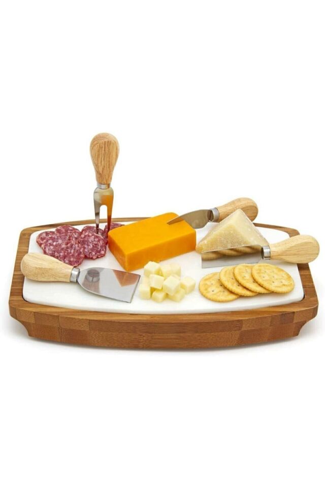 Bambu Saplı 4'lü Çelik Peynir Bıçakları Seti, şık ve dayanıklı mutfak araçları